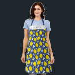 Tablier Cuisson Florale moderne citron bleu<br><div class="desc">Un beau tablier de cuisson bleu et jaune avec un joli motif citron. Fait un grand cadeau pour un ami. Personnalisez-le pour un cadeau d'anniversaire mignon. Conçu pour vous par Blackberry Boulevard.</div>