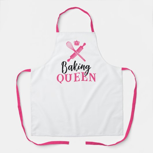 Tablier Cuisson Queen mignonne Whisk rose et broche à roul (Recto)