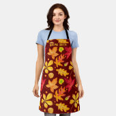 Tablier Cuisson Queen Watercolor Autumn Feuilles Apron (Porté)