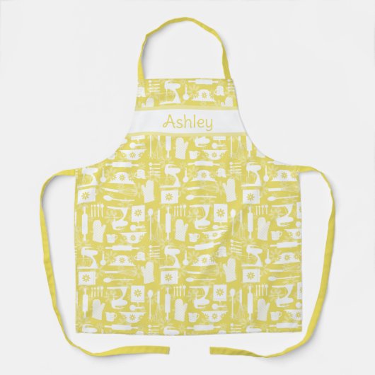 Tablier Cuisson rétro jaune (Recto)