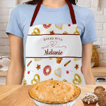 Tablier CUIT AVEC AMOUR Boulangerie Motif Personnalisé<br><div class="desc">Motif de pâtisseries et titré avec BAKED With HEART (LOVE) BY NAME.</div>