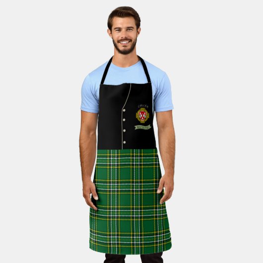 Tablier Cullen Irish Shield & Tartan Personnalisé Kilt (Porté)