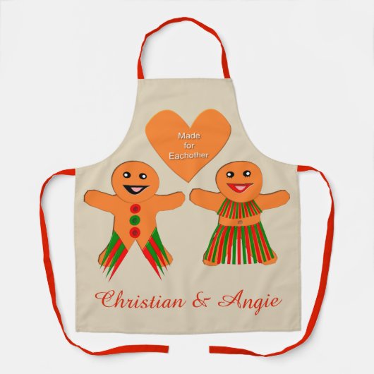 Tablier Cume Noël Gingerbread Couple Custom (Recto)