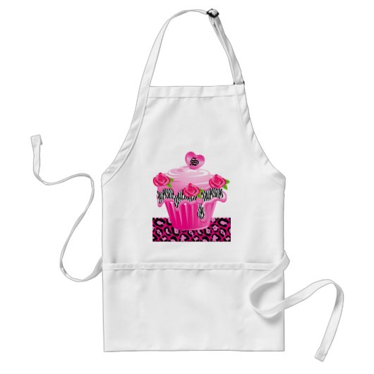 Tablier Cupcake Baker's Apron Cute Pink Black Zebra Rose (Devant)