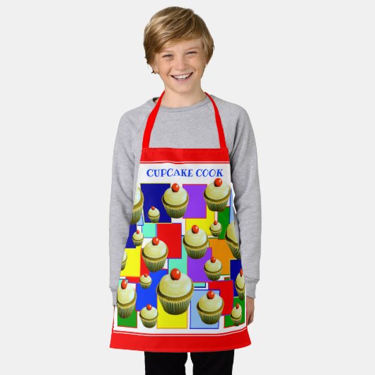 Tablier Cupcake coloré Cuisinier enfants (Porté)