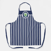 Tablier Cupcake Courbé Texte Marine Bleu Stripes Boulanger (Recto)