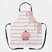 Tablier Cupcake, Drips de paillettes, Rayures (Recto)