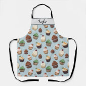 Tablier Cupcake Motif Ajouter Votre Nom Steel Blue Bakery (Recto)