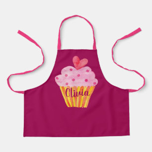 Tablier Cupcake NOM apron de cuisson aquarelle vintage