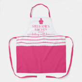 Tablier Cupcake Nom Personnalisé Cuisine Avec Amour Rose (Recto)