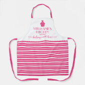 Tablier Cupcake Nom Personnalisé Cuisine Avec Bande Amour (Recto)