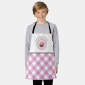 Tablier Cupcake Pink and White Plaid Nom personnalisé (Porté)