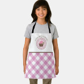 Tablier Cupcake Pink and White Plaid Nom personnalisé (Insitu)