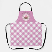 Tablier Cupcake Pink and White Plaid Nom personnalisé Apro (Recto)