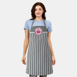 Tablier Cupcake rose Courbe Texte Gris Gris Boulangerie Ap