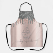 Tablier Cupcake Rose Gold aux Gouttes de Paillettes Argent (Recto)