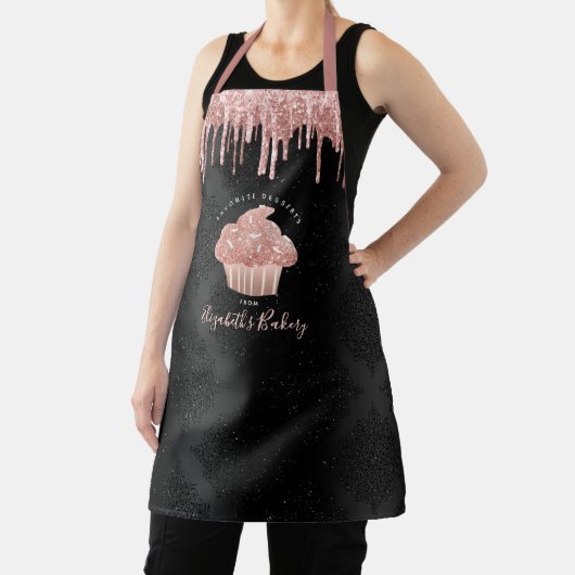 Tablier Cupcake Rose Gold Parties scintillant Drives Black (Insitu)