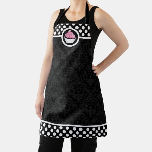 Tablier Cupcake rose Whimsical Damask Polka Point (Insitu)