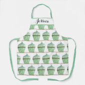 Tablier Cupcake Vert Alimentation Dessert Gâteaux Baker mi (Recto)