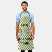 Tablier Cupcakes et rayures vertes (Porté)