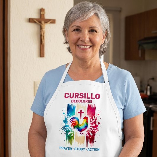Tablier Cursillo DeColores Rooster & Cross Brush Strokes