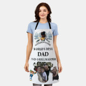 Tablier Custom 4 mondes photo collage meilleur papa grillm (Porté)