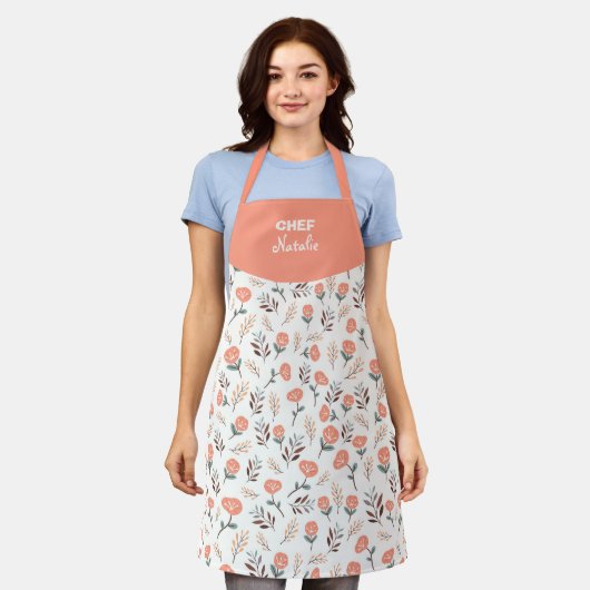Tablier Custom Apron with Red Poppies (Porté)