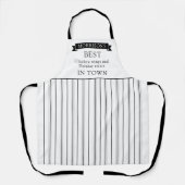 Tablier Custom, Best in Town, Black and White Strips (Recto)