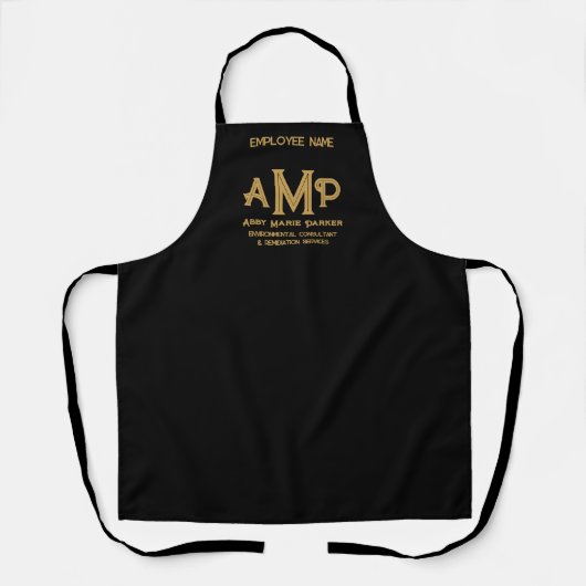 Tablier Custom Black and Gold Monogram Business (Recto)