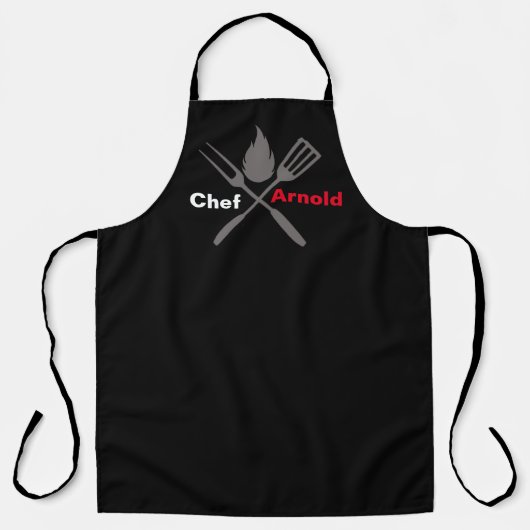 Tablier Custom Black Chef Apron | Personalize With Name (Recto)