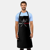 Tablier Custom Black Chef Apron | Personalize With Name (Porté)