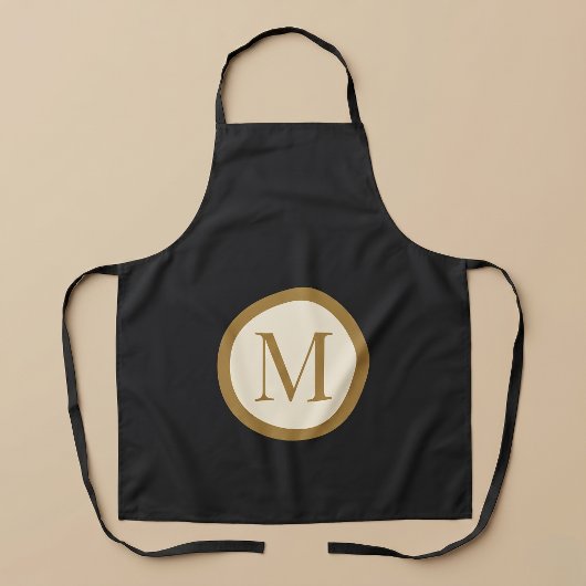 Tablier Custom Black & Gold Center Seal Monogram