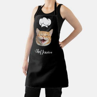 Tablier Custom Cat Face & Name Funny Chef Apron