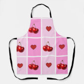 Tablier Custom Cherry Heart Checkerboard Pattern (Recto)