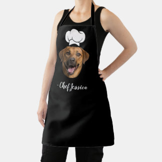 Tablier Custom Dog Face & Name Funny Chef Apron