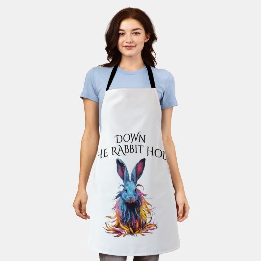 Tablier Custom Down Rabbit Hole Blue Bunny (Porté)