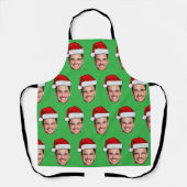 Tablier Custom Face Photo Santa Hat Christmas Green (Recto)