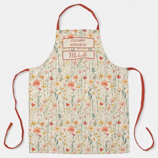 Tablier Custom Floral Apron – Culinary Science by [Name] (Recto)