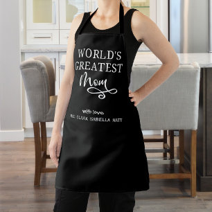 Tablier Custom Gift World's Greatest Mom, noir et blanc,