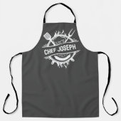 Tablier Custom Grey Nom Chef Grill Cook Fête des pères Cad (Recto)