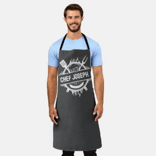 Tablier Custom Grey Nom Chef Grill Cook Fête des pères Cad