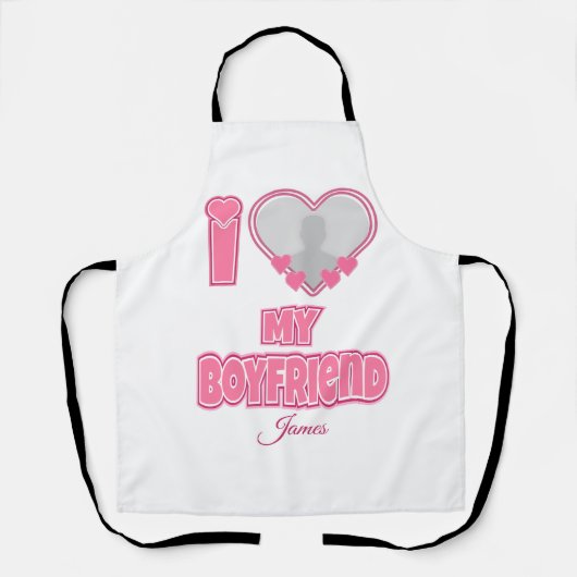 Tablier Custom I Love My Boyfriend - Ajouter photo et nom (Recto)