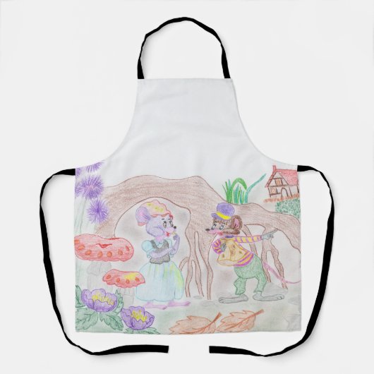 Tablier Custom Kids Artwork, deux mignonnes souris, fleurs (Recto)