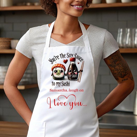 Tablier Custom Name Cartoon Food Love Valentine Apron