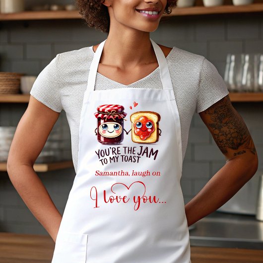 Tablier Custom Name Cartoon Food Romantic Gift Apron