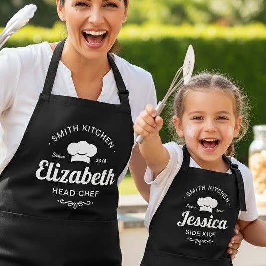 Tablier Custom Name Family Kitchen Head Chef Apron