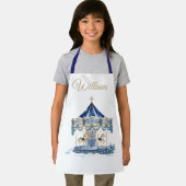 Tablier Custom Name Kids Apron | Blue Glitter Carousel  (Insitu)