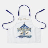 Tablier Custom Name Kids Apron | Blue Glitter Carousel  (Recto)