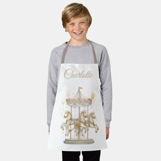 Tablier Custom Name Kids Apron | Carousel Magic (Porté)