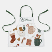 Tablier Custom Name Kids Apron Gingerbread & Holiday Cheer (Recto)